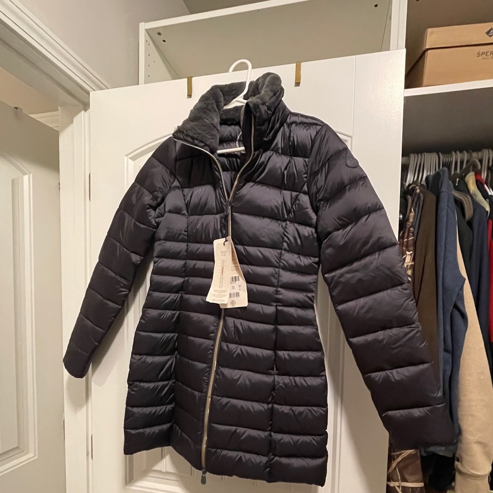 Mid length Jacket-SaveThe Duck Maylin: Basic Removable Hood With Faux Fur